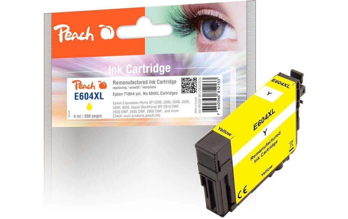 Peach 604XL Gelbe Tintenpatrone (Kompatibel) – 350 Seiten – für Epson Expression Home XP-2200/XP-3200/XP-4200