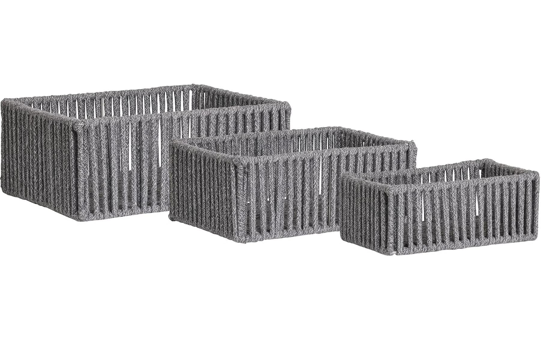 House Nordic Arese Aufbewahrungskorb – Metall – Grau – 310 × 120 × 210 mm – 3-teiliges Set