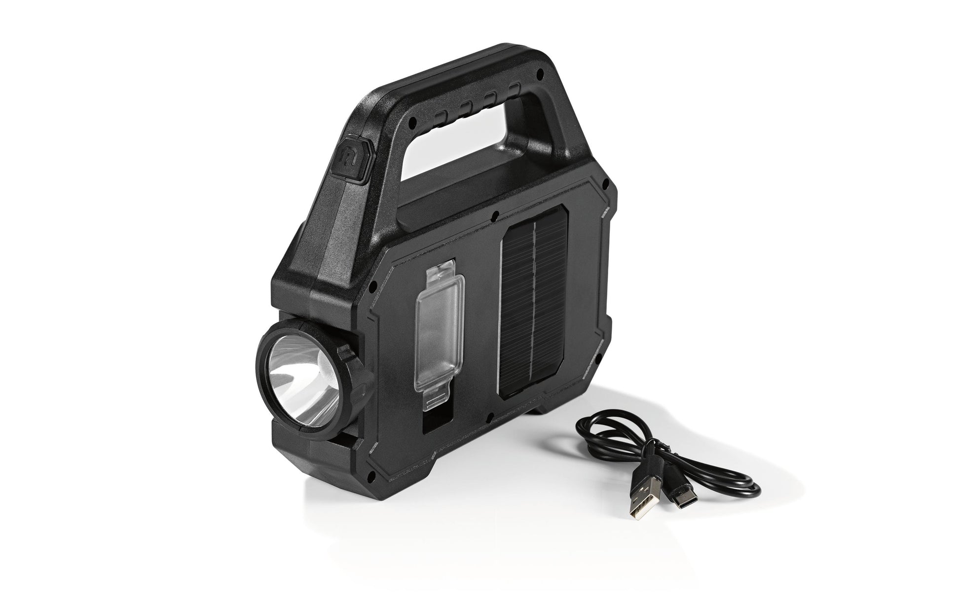 EASYmaxx Arbeitsstrahler 12899 – 15×17×5 cm, Akku & Solar, USB, 3,7 V – Schwarz, ABS