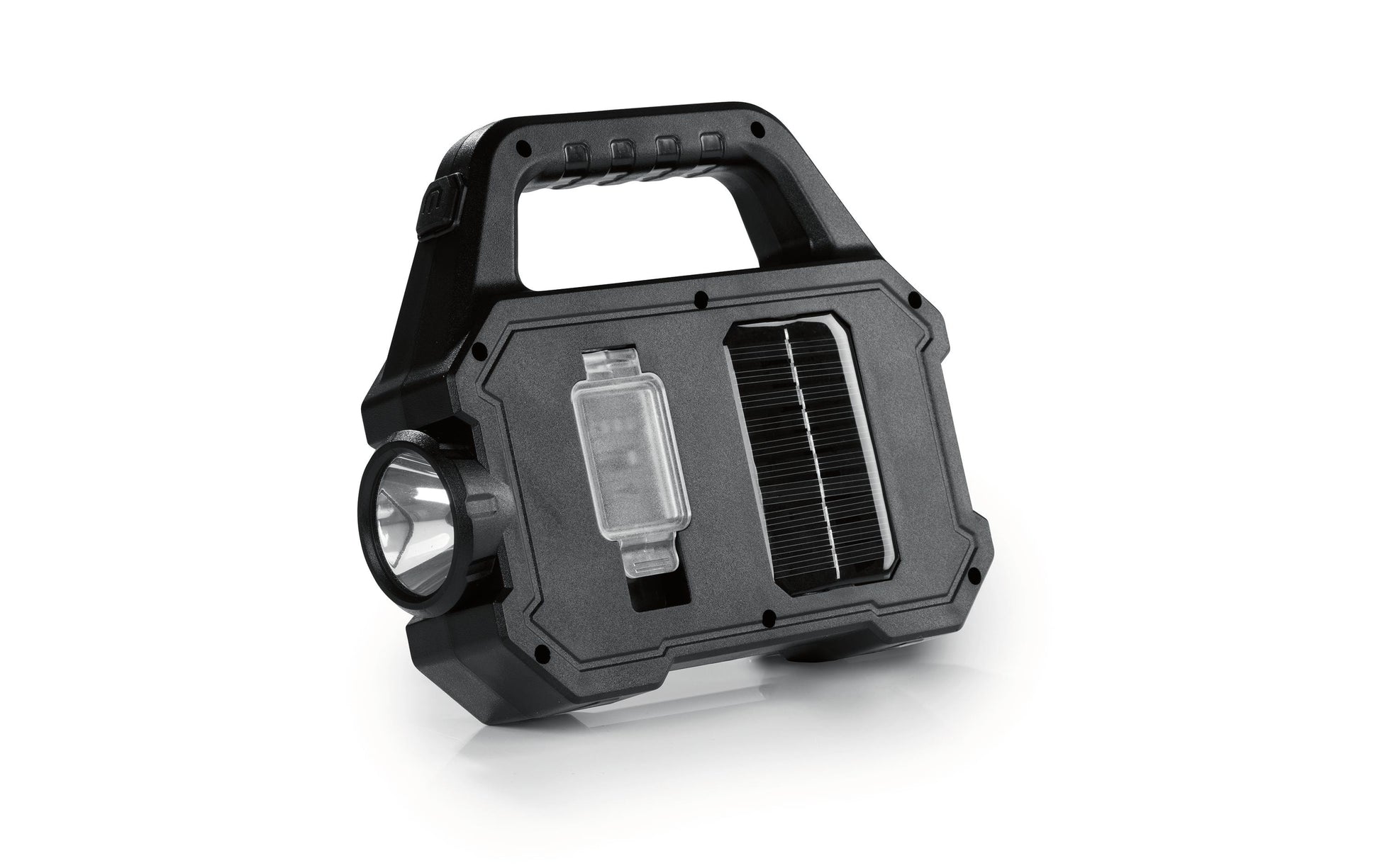 EASYmaxx Arbeitsstrahler 12899 – 15×17×5 cm, Akku & Solar, USB, 3,7 V – Schwarz, ABS