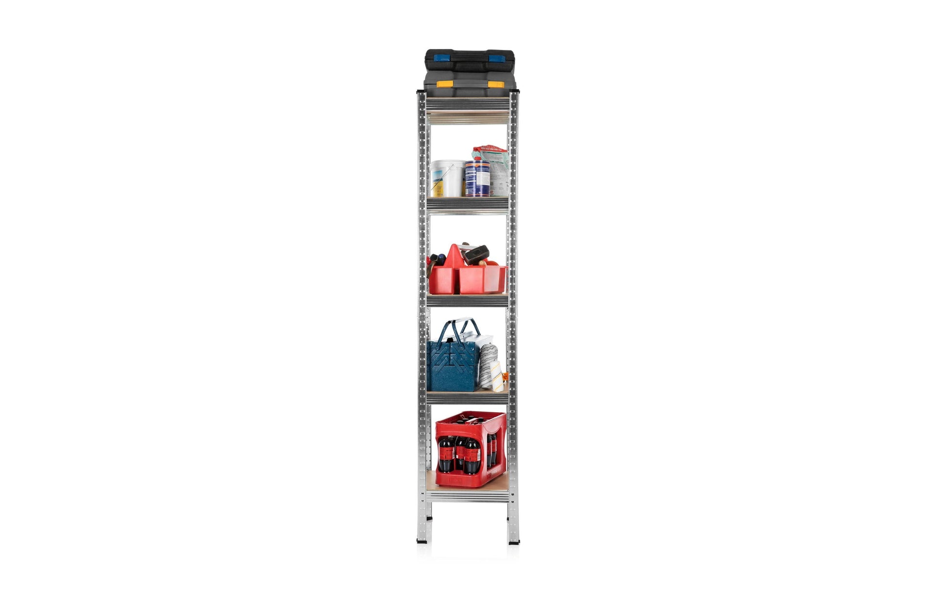 EASYmaxx Regal – Metall/MDF, Grau, 40 × 180 × 40 cm, 5 Tablare, Traglast 175 kg pro Tablar