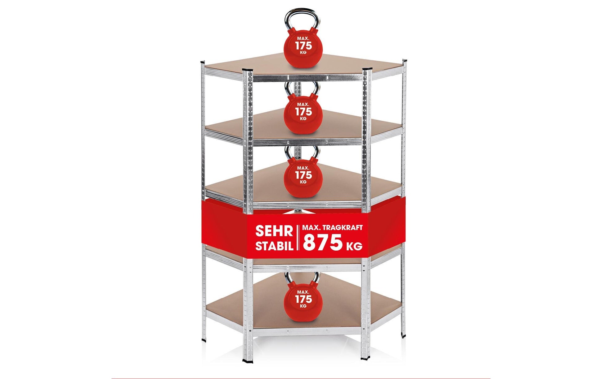 EASYmaxx Büro-/Lagerregal freistehend, Schwerlastregal – 5 Böden – 90,0 × 40,0 × 180,0 cm – 175 kg/Boden