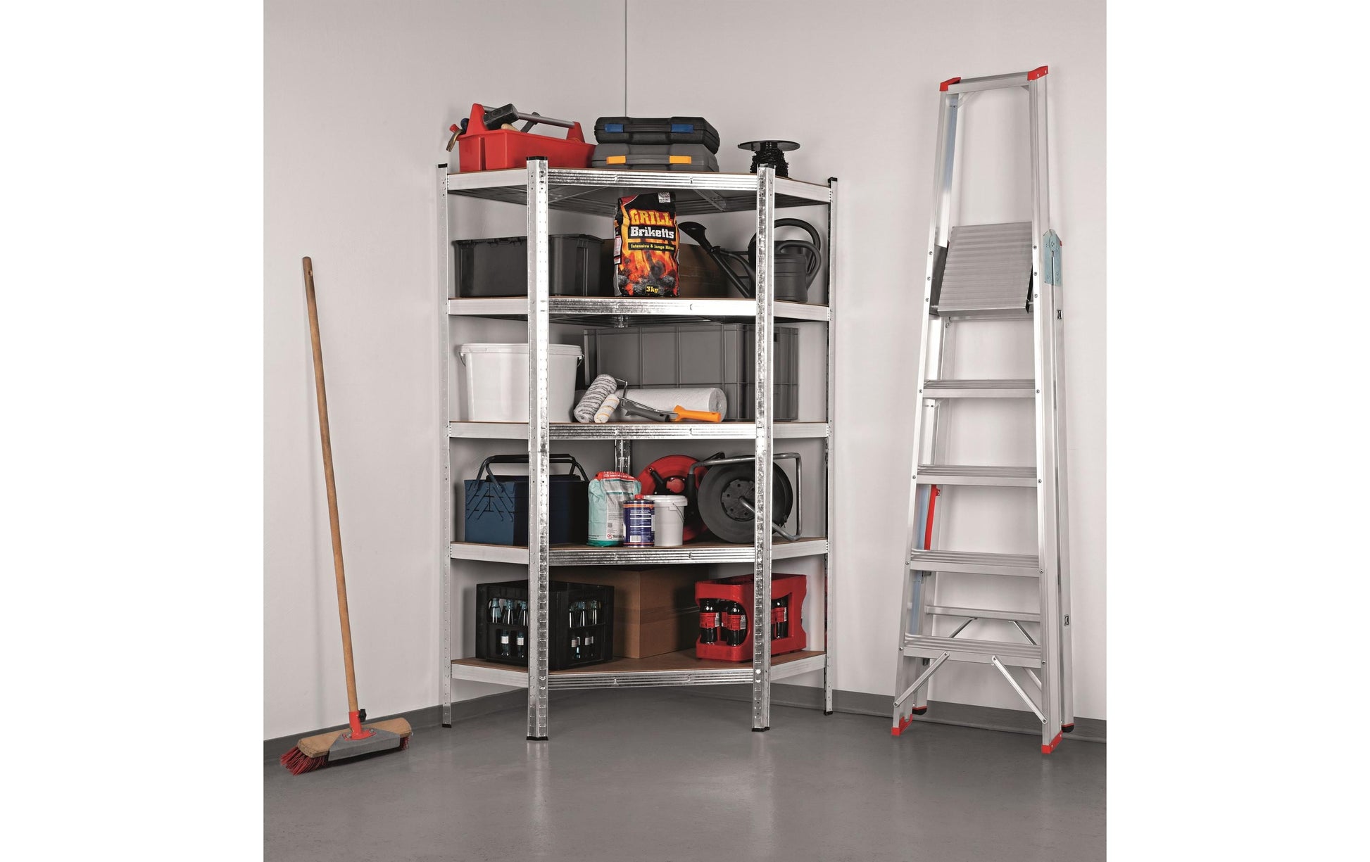 EASYmaxx Büro-/Lagerregal freistehend, Schwerlastregal – 5 Böden – 90,0 × 40,0 × 180,0 cm – 175 kg/Boden