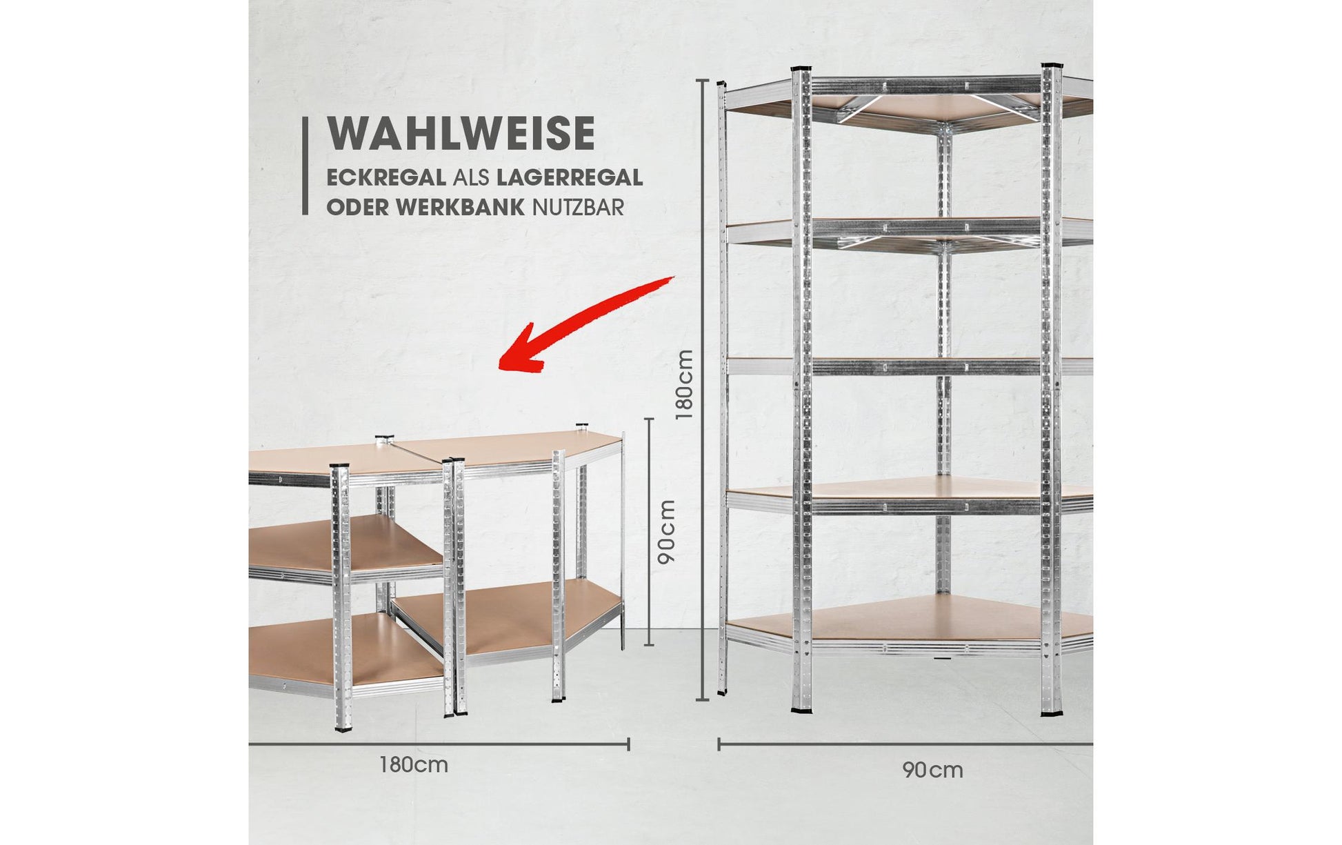 EASYmaxx Büro-/Lagerregal freistehend, Schwerlastregal – 5 Böden – 90,0 × 40,0 × 180,0 cm – 175 kg/Boden