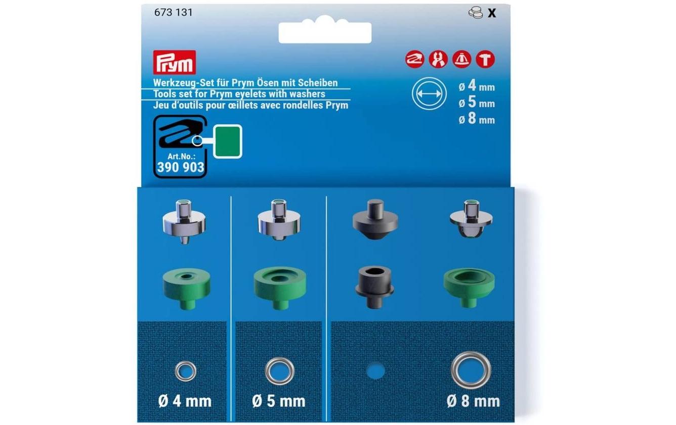 Prym Ösen Ø 4/5/8 mm – Kunststoff, schwarz/silber, 8 Stück
