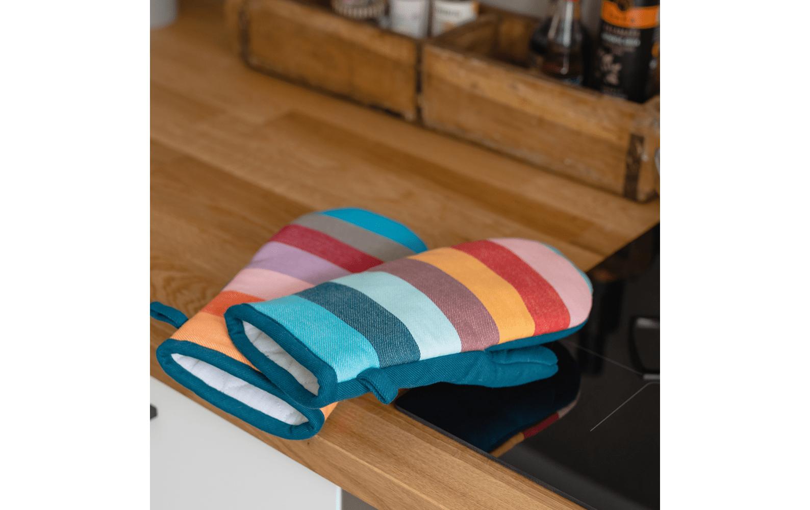 REMEMBER Ofenhandschuhe 29 × 14 cm, Baumwolle/Polyester, mehrfarbig, 2 Stk.