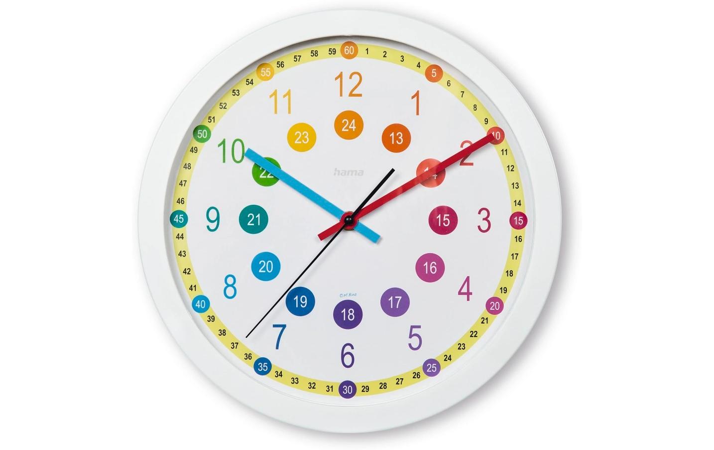 Hama Wanduhr – Analog, lautlos, Ø 30 cm, mehrfarbig, Kunststoff