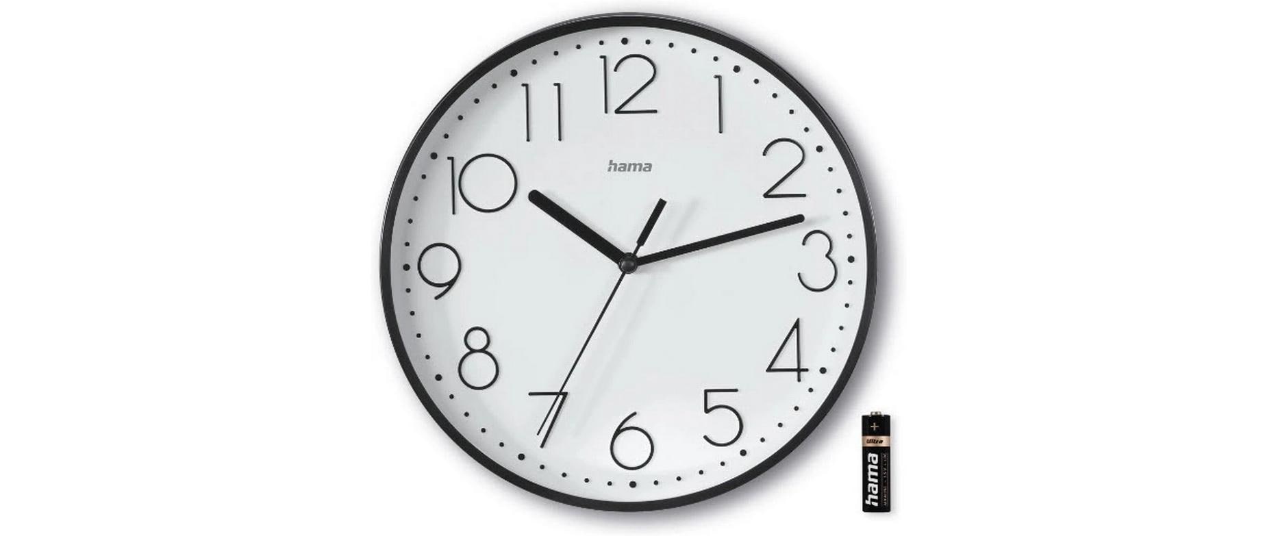Hama Selina Wanduhr – Analog, lautlos, Ø 22 cm, schwarz, Kunststoff/Glas