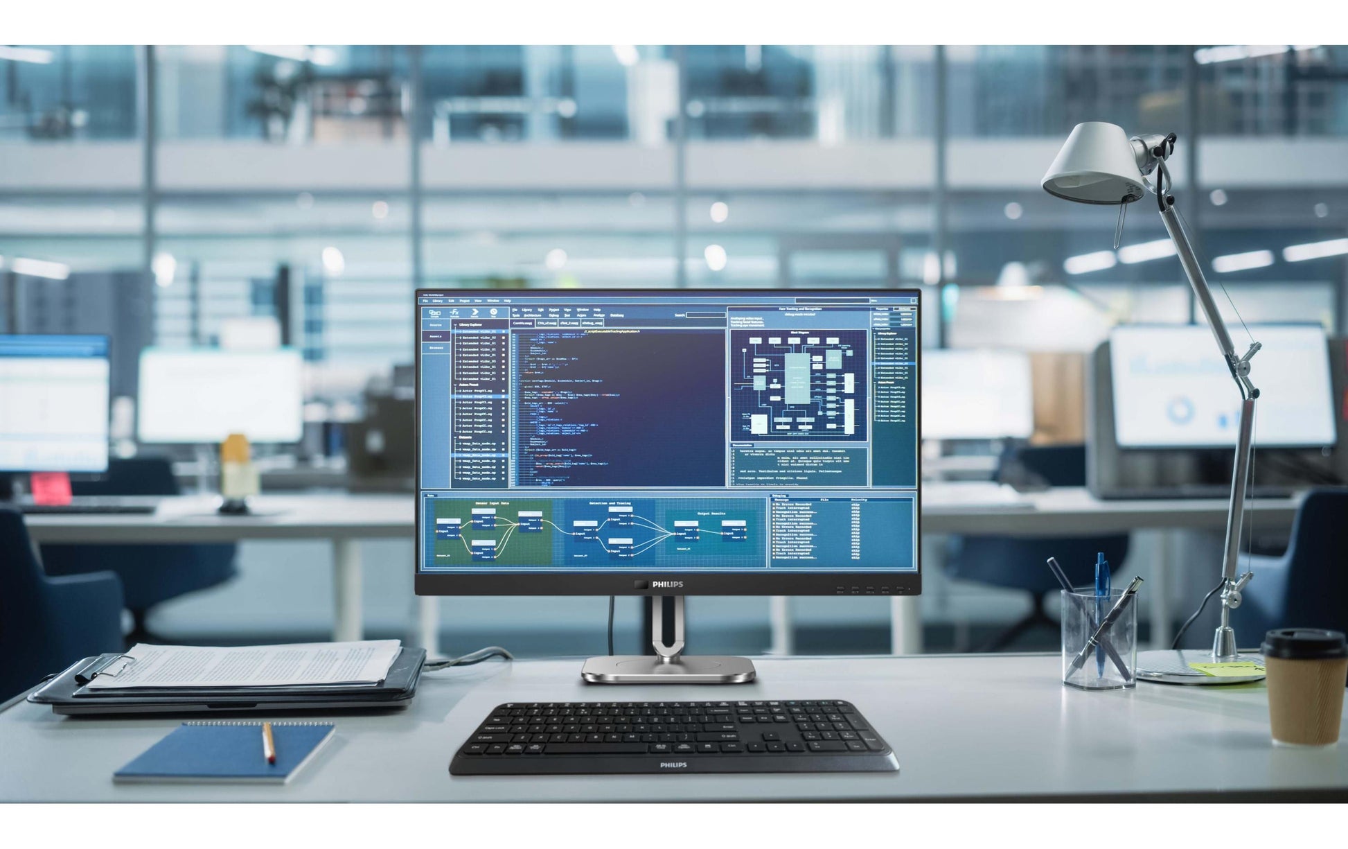 Philips 27B2N4500/00 – Monitor, 27", 120 Hz, 350 cd/m², Adaptive Sync, Integrierte Lautsprecher, USB-Hub, Grau