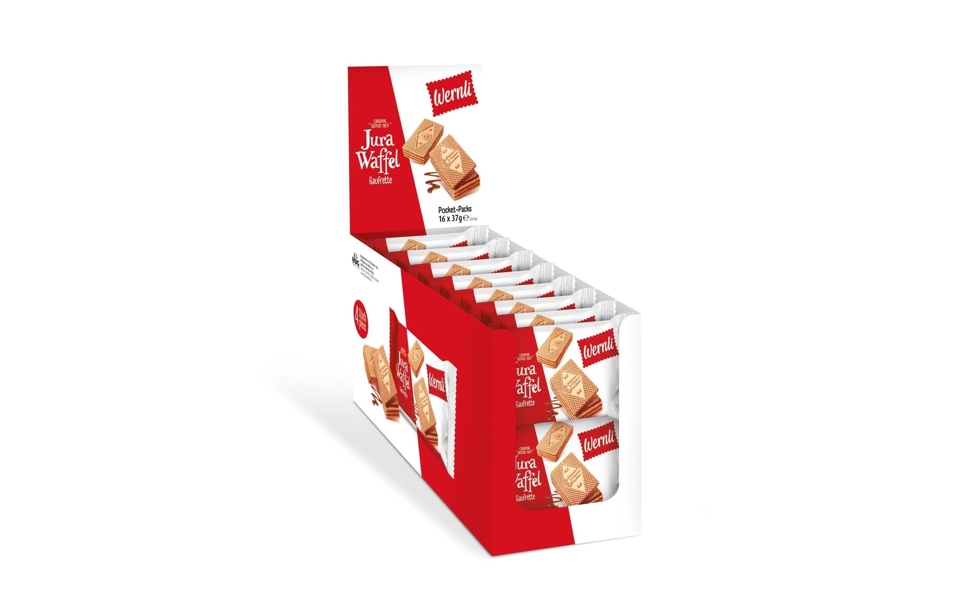 Wernli Jura Waffel – Kakaocrème-Füllung – 16 × 37 g