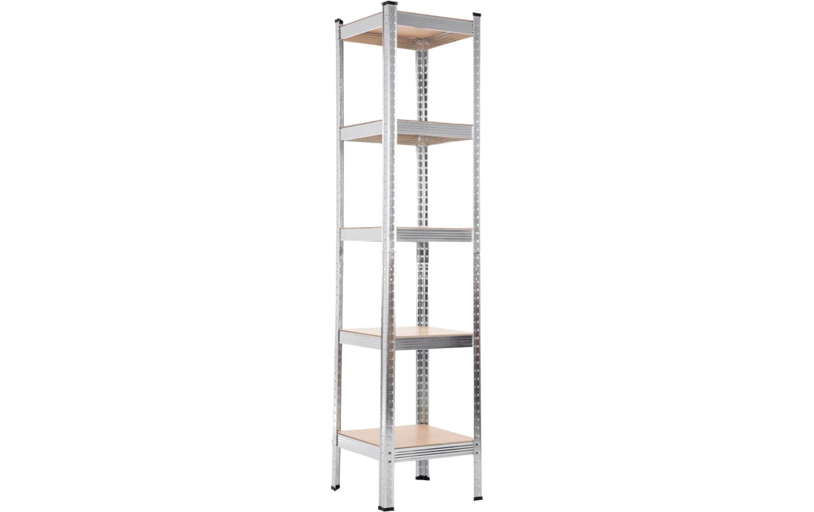 EASYmaxx Regal – Metall/MDF, Grau, 40 × 180 × 40 cm, 5 Tablare, Traglast 175 kg pro Tablar