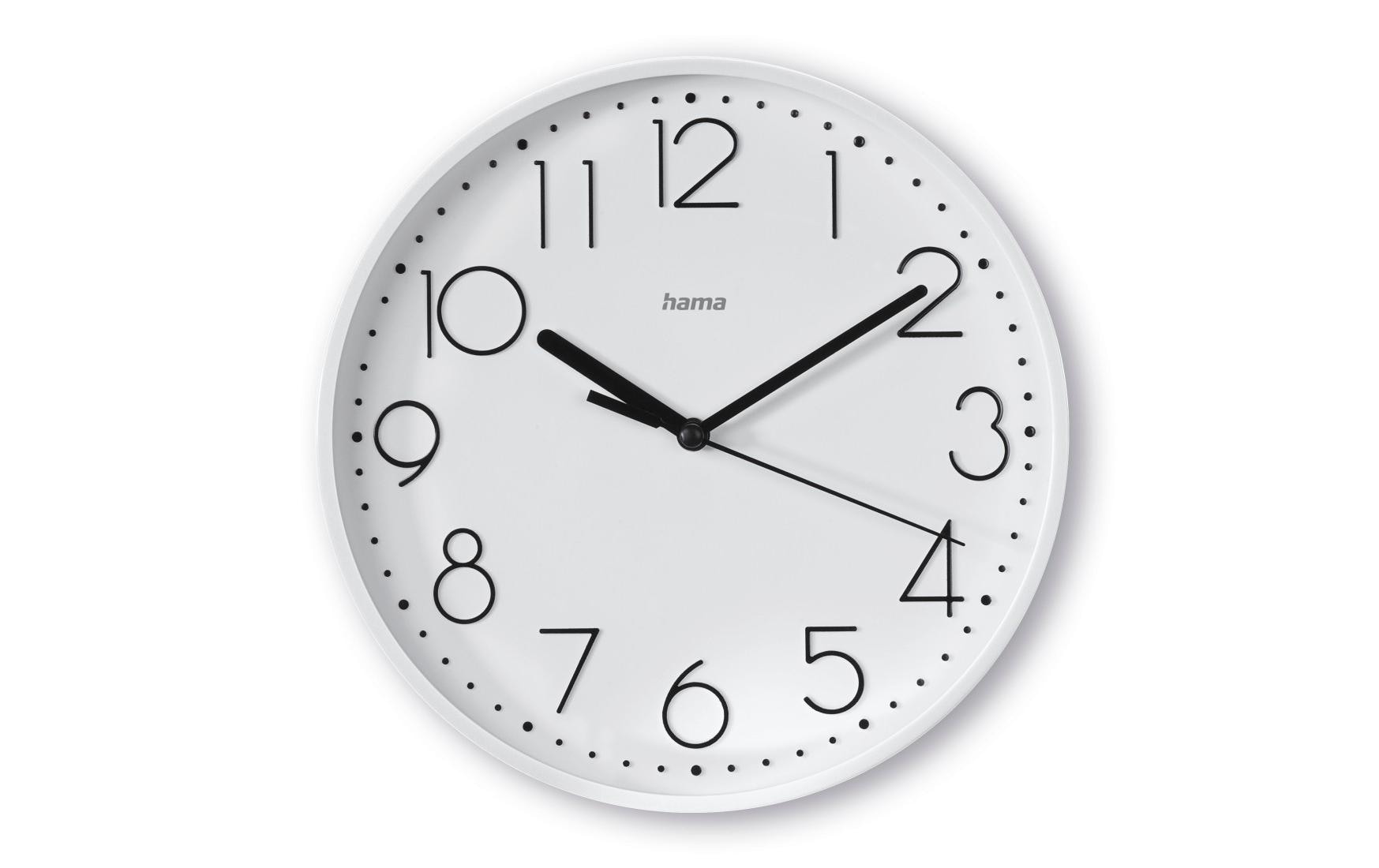 Hama Selina Wanduhr – Analog, lautlos, Ø 22 cm, weiss, Kunststoff/Glas