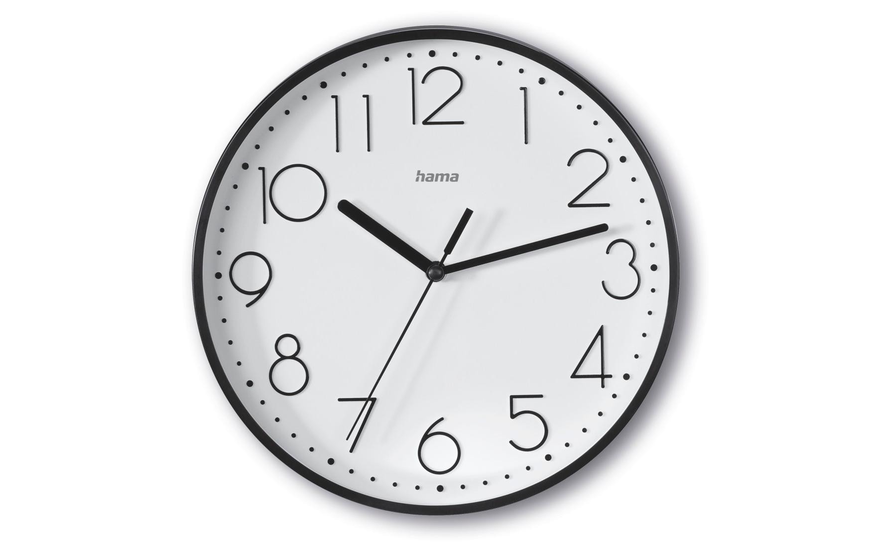 Hama Selina Wanduhr – Analog, lautlos, Ø 22 cm, schwarz, Kunststoff/Glas
