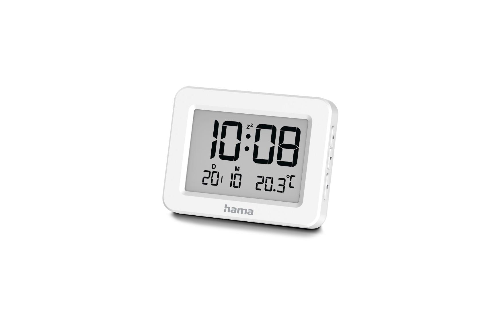 Hama Digitalwecker – Schlummerfunktion, Thermometer, 7 × 5,5 × 1,3 cm, Weiss