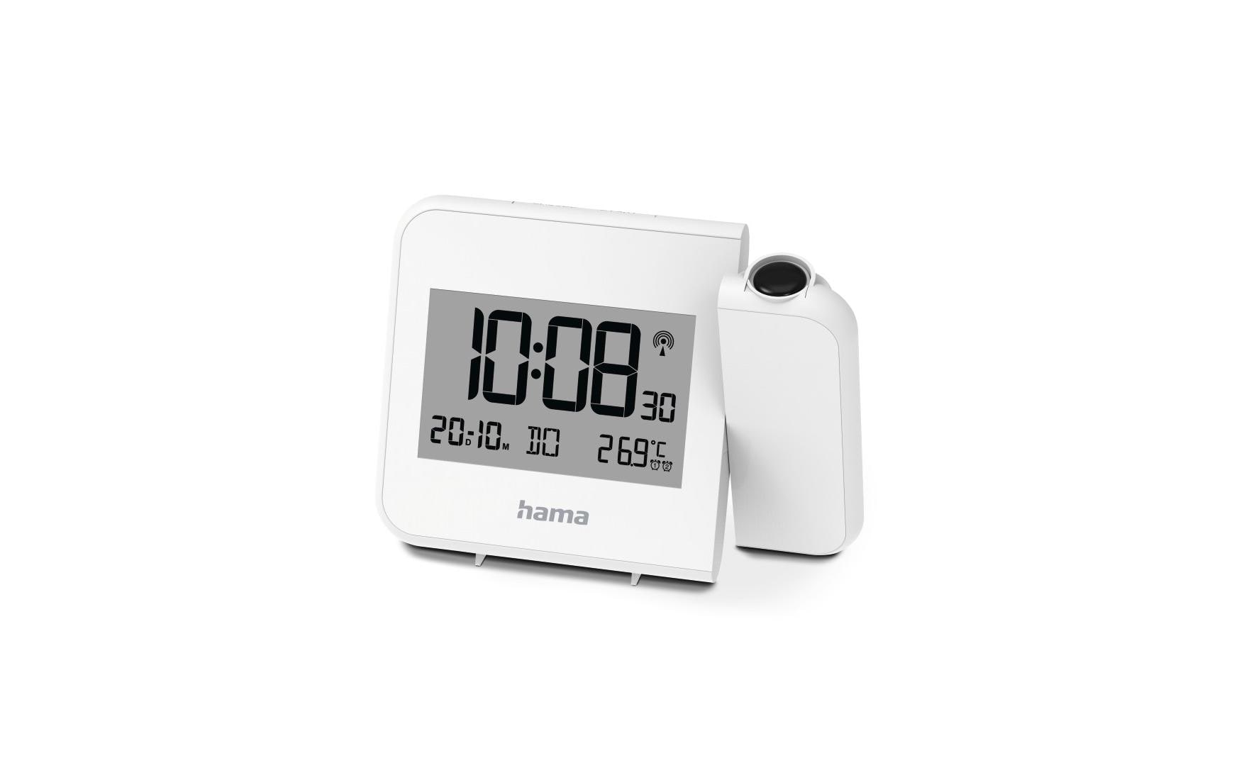 Hama Hvar Projektionswecker – Funk, Thermometer, 15 × 11 × 2,5 cm, Weiss, Kunststoff
