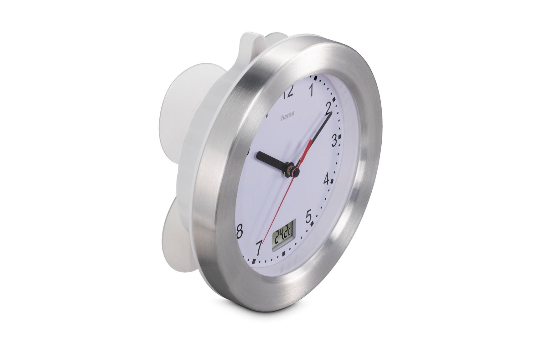 Hama Wanduhr – Analog, lautlos, Thermometer, Ø 17 cm, weiss, Glas