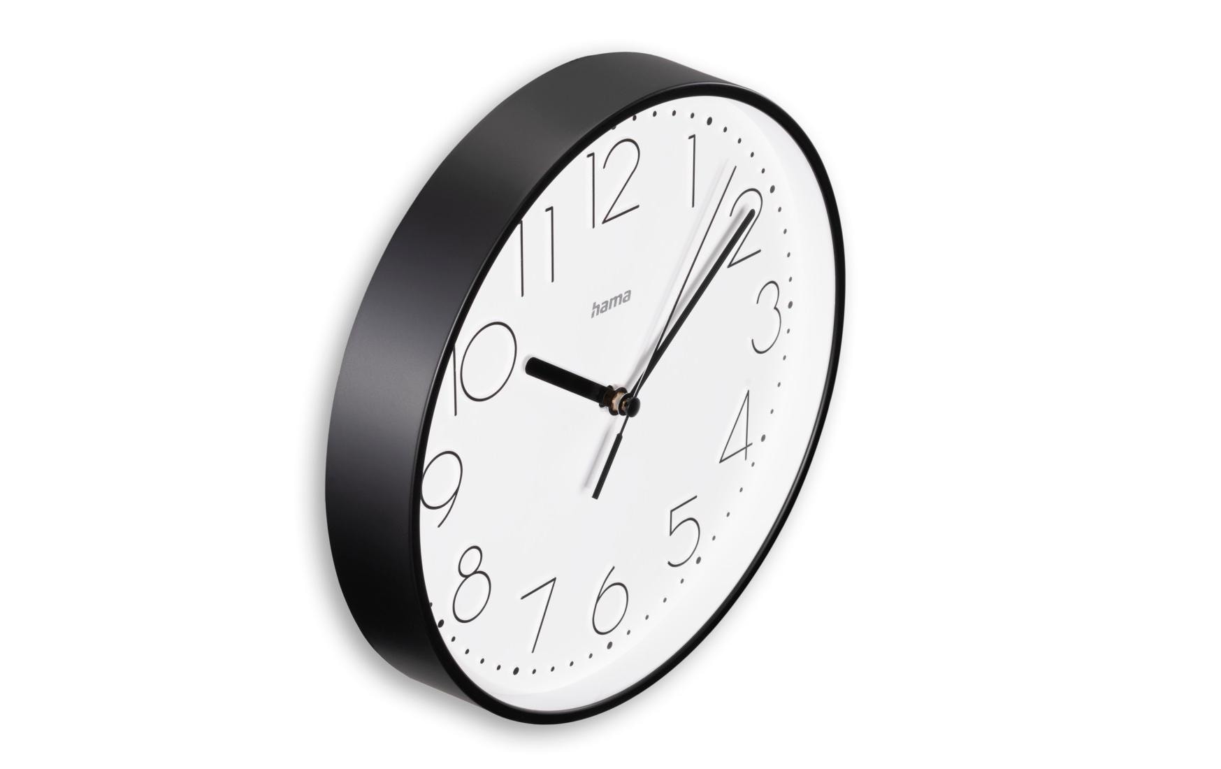 Hama Selina Wanduhr – Analog, lautlos, Ø 22 cm, schwarz, Kunststoff/Glas