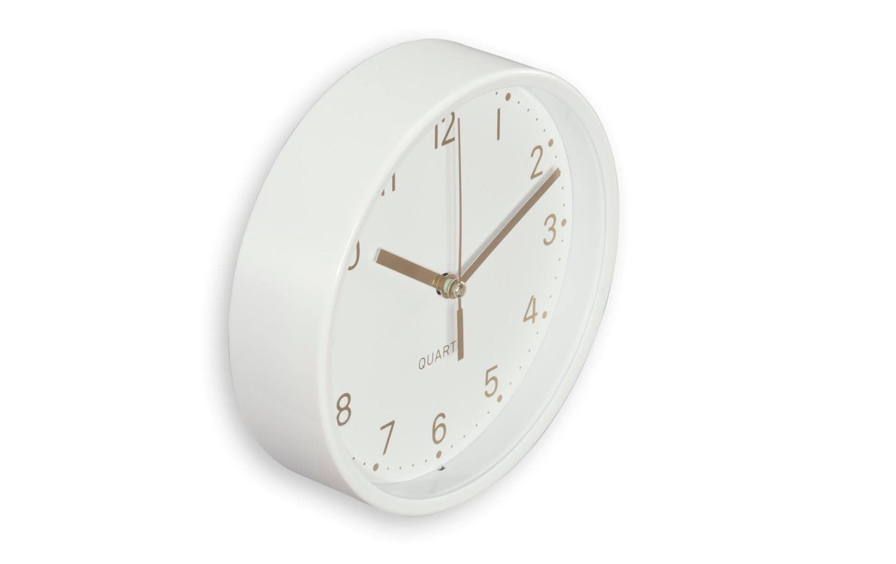 Hama Madeira Tischuhr – Analog, lautlos, Ø 16 cm, weiss, Kunststoff/Glas
