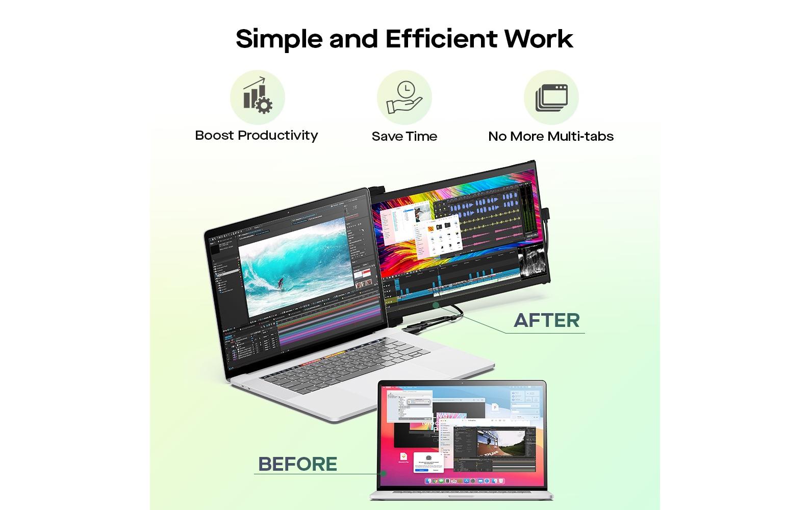 Mobile Pixels Duex Max – Portabler Monitor, 14,1", IPS, 60 Hz, 300 cd/m², für Windows, MacOS, Linux u. a.