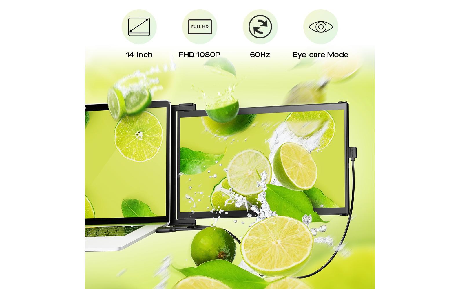 Mobile Pixels Duex Max – Portabler Monitor, 14,1", IPS, 60 Hz, 300 cd/m², für Windows, MacOS, Linux u. a.