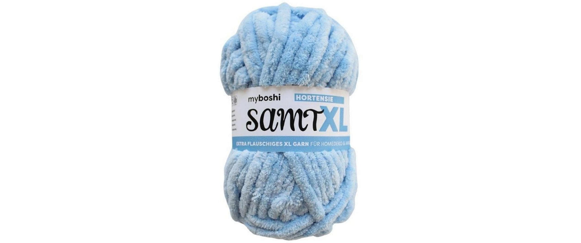 myBoshi Chenille Samt XL Wolle Eisblau – Extra dick, 100 g, 40 m, Polyester, Nadel 5 mm, 1 Stk.