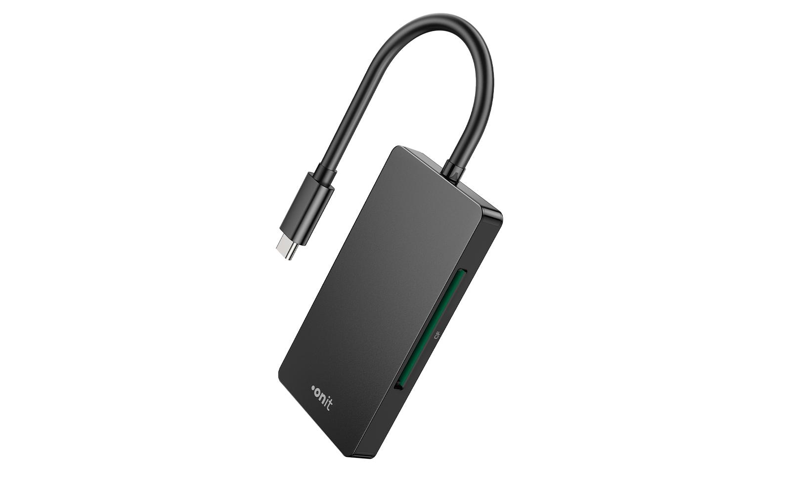 ONIT USB-Kartenleser USB-C – SD/microSD/CF – USB 3.2 Gen 1 (5 Gbit/s) – für Windows, MacOS, Android und mehr