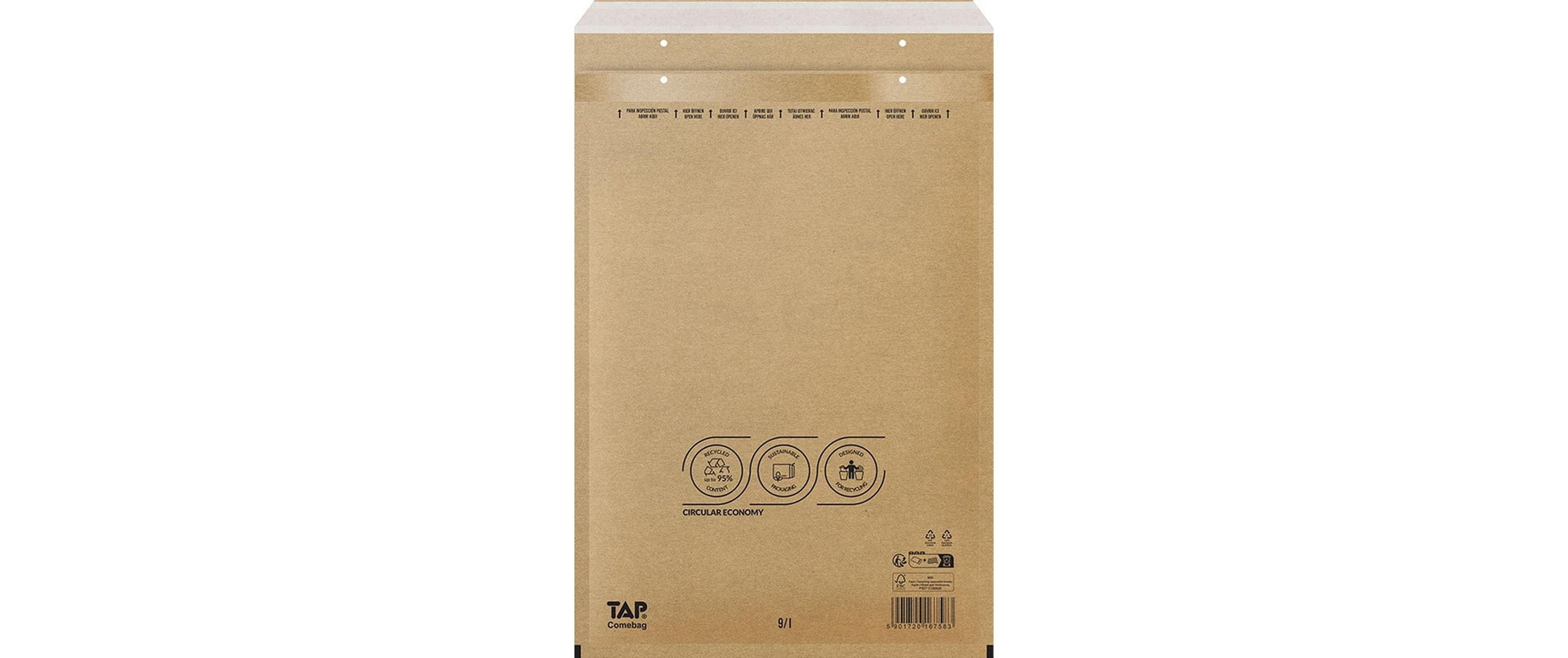 Luftpolstertasche – 300 × 445 mm, selbstklebend, Folie, braun – 100 Stk.