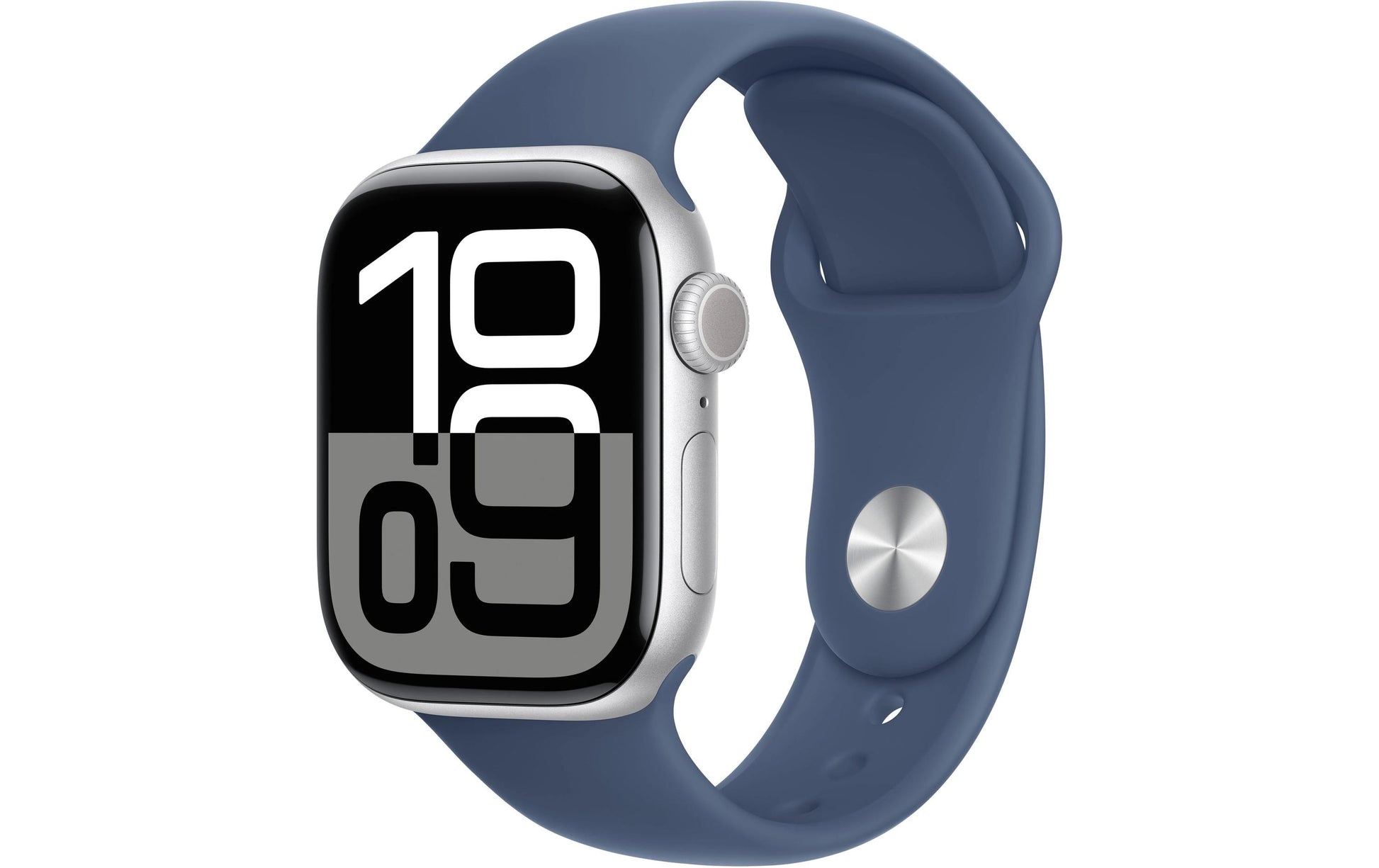 Apple Watch S10 – Smartwatch – 42 mm, GPS, OLED, 50 m, Silber, Denim Sportband M/L