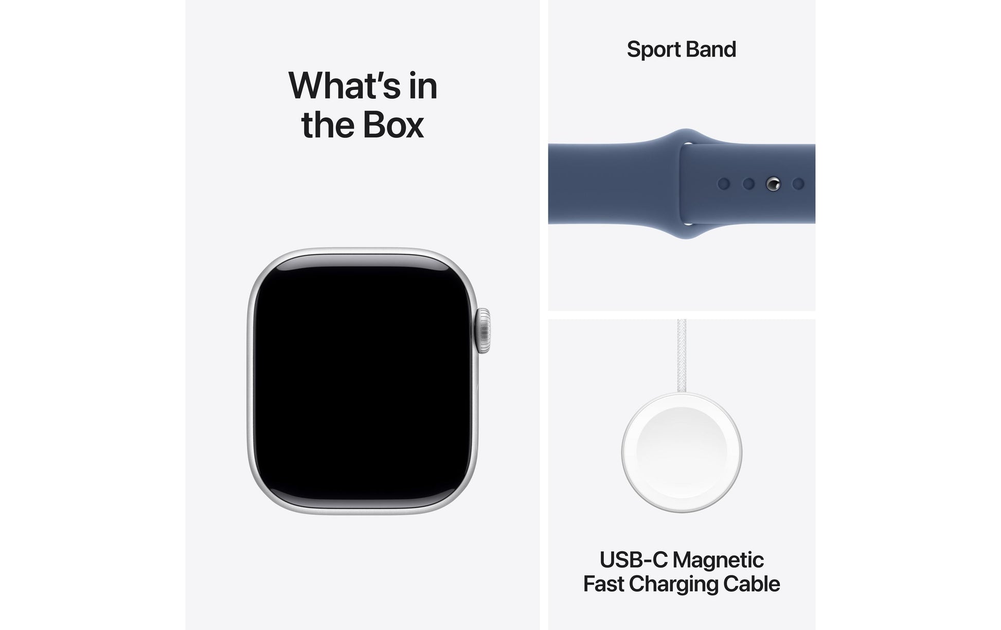 Apple Watch S10 – Smartwatch – 42 mm, LTE, OLED, 50 m, Silber (Aluminium), Denim Sport Band S/M