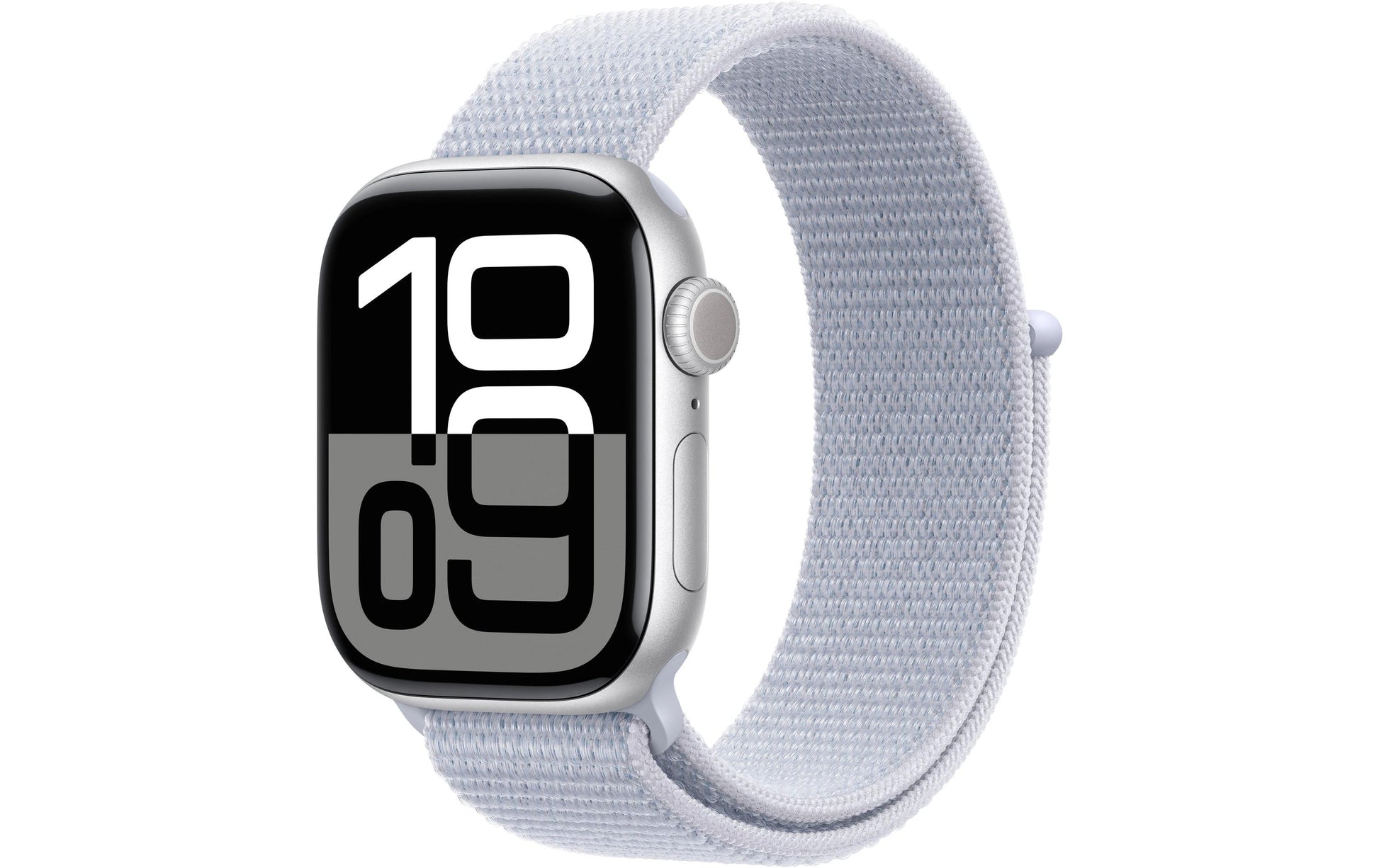 Apple Watch S10 – Smartwatch – 42 mm, GPS, AMOLED, 50 m, Silber (Aluminium), Blue Cloud Sport Loop