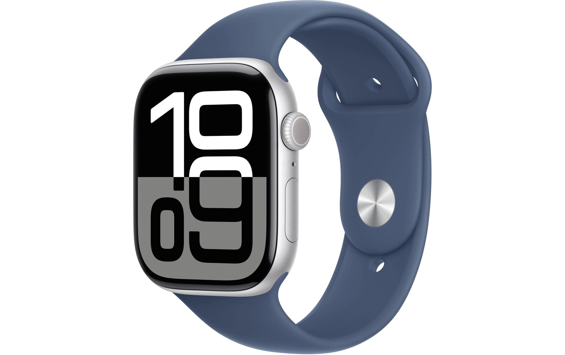 Apple Watch S10 – Smartwatch – 46 mm, LTE, OLED, 50 m, Silber (Aluminium), Denim Sportarmband (M/L)