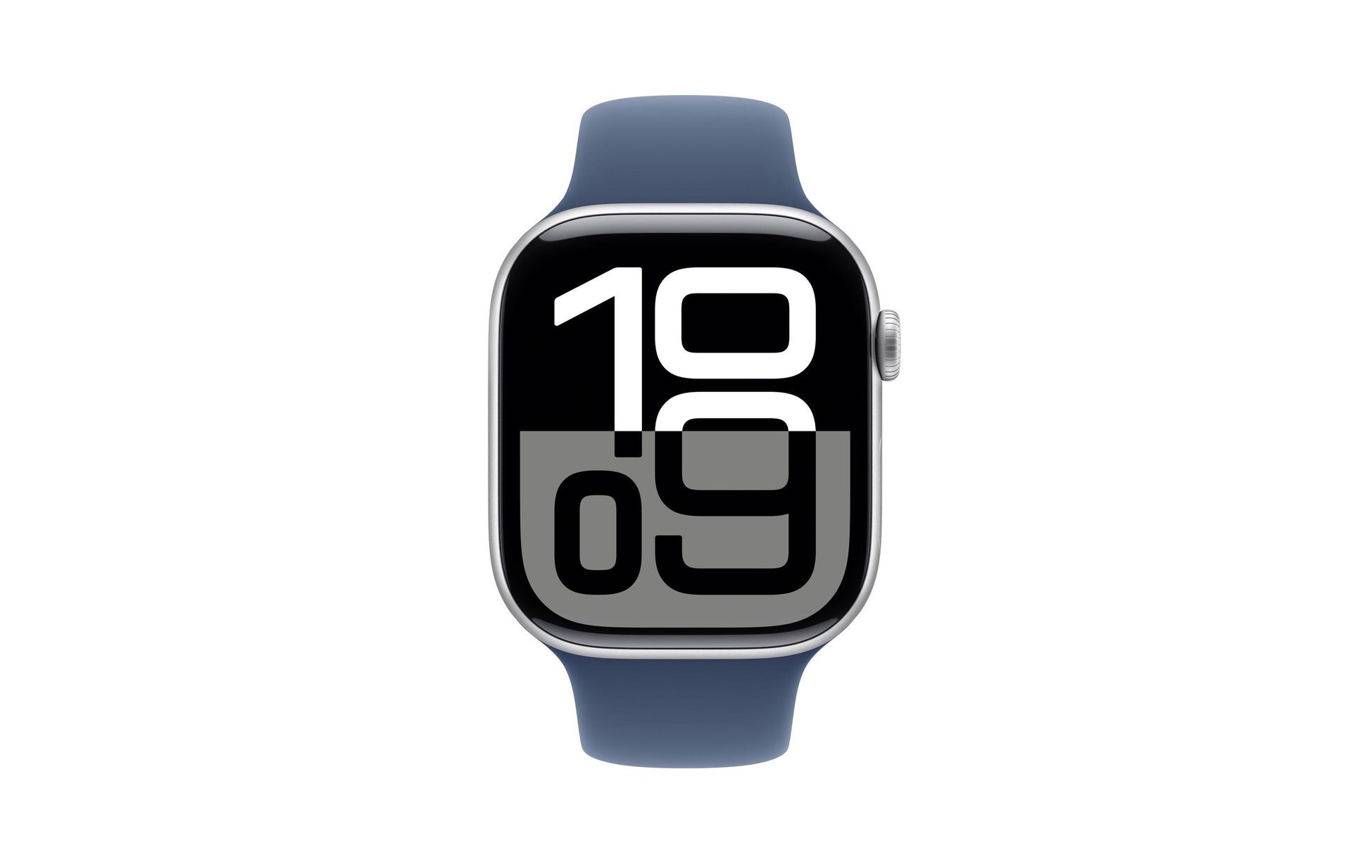 Apple Watch S10 – Smartwatch – 46 mm, GPS, OLED, 50 m, Silber Aluminium, Denim Sportarmband (Blau, M/L)