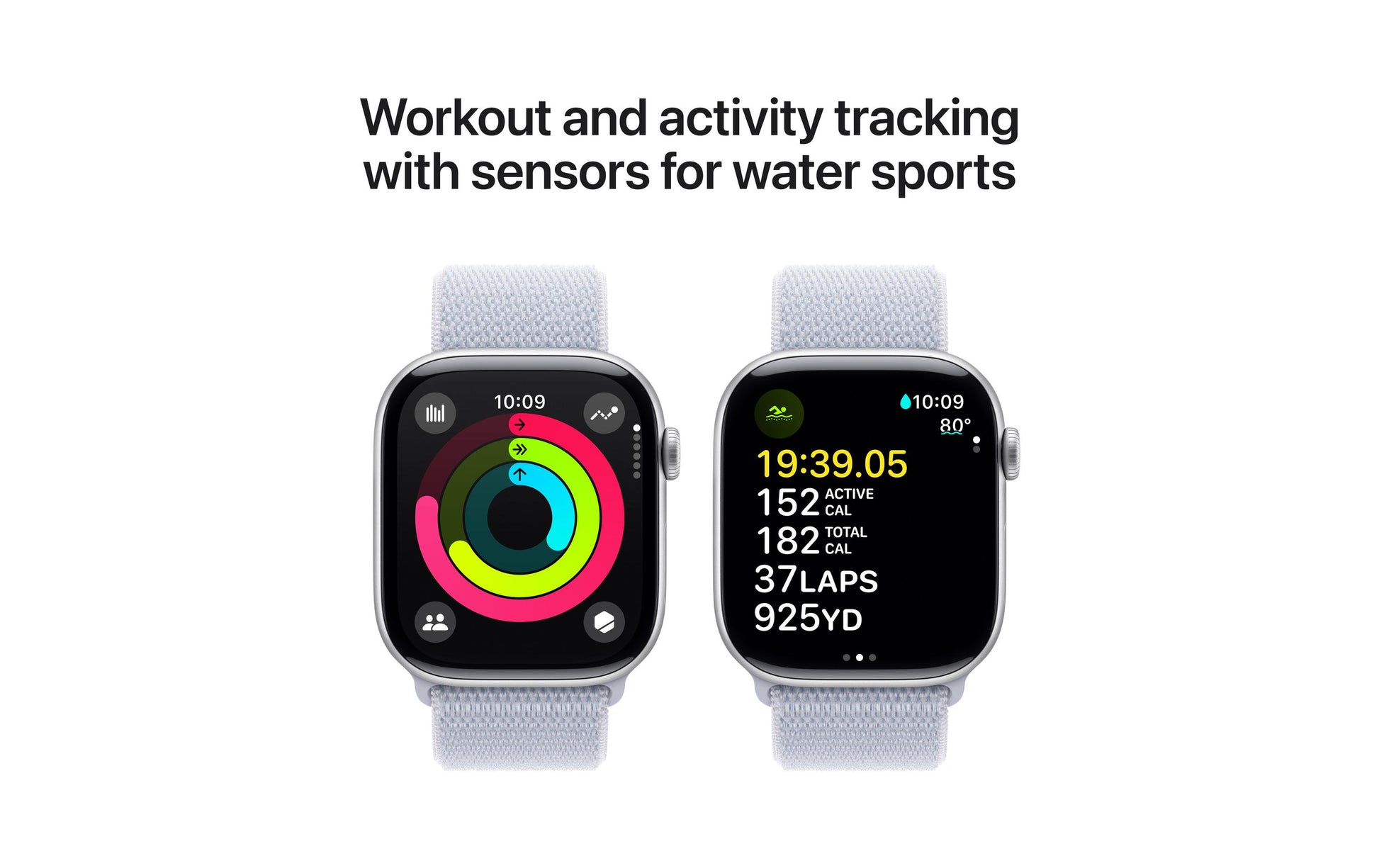 Apple Watch S10 – Smartwatch – 46 mm, LTE, OLED, 50 m, IP6X, Silber Aluminium, Blue Cloud Sport Loop