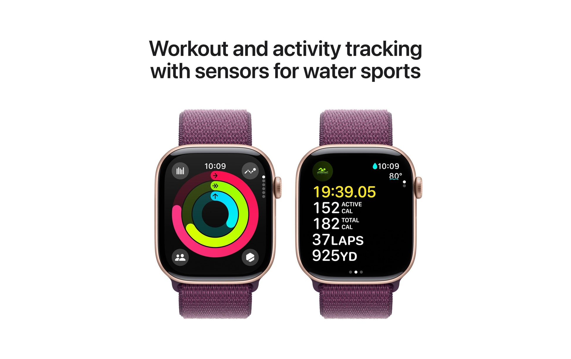 Apple Watch S10 – Smartwatch – 46 mm, LTE, OLED, 50 m, Roségold, Pflaume, Sport Loop