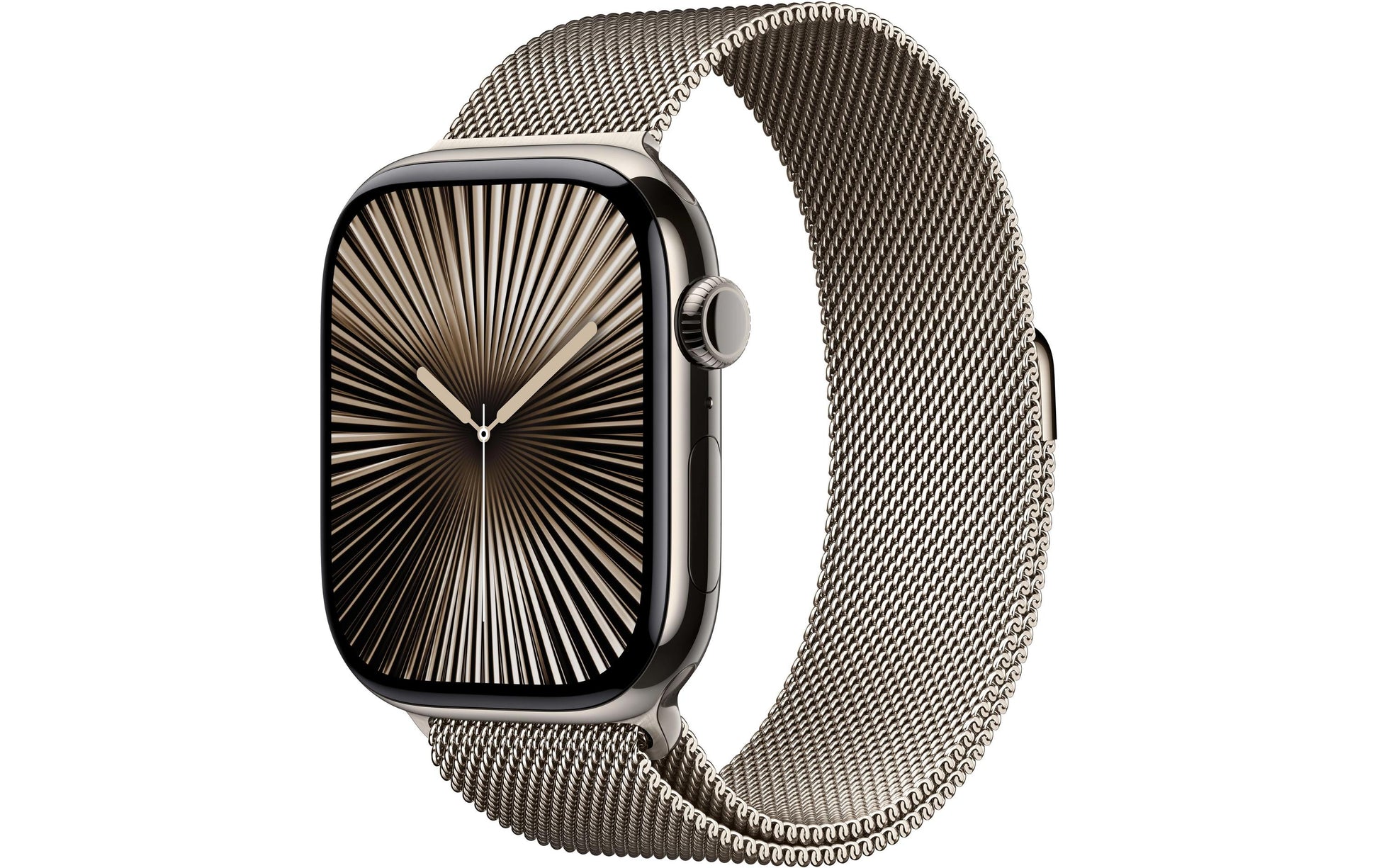 Apple Watch S10 – Smartwatch – 46 mm, LTE, OLED, IP6X, 50 m, Natürliches Titan, Mailänder Schlaufe (S/M)