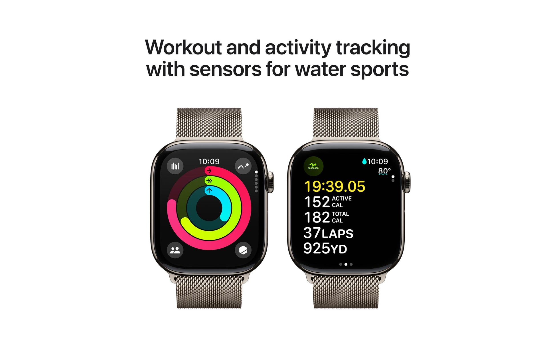 Apple Watch S10 – Smartwatch – 46 mm, LTE, OLED, IP6X, 50 m, Natürliches Titan, Mailänder Schlaufe (S/M)