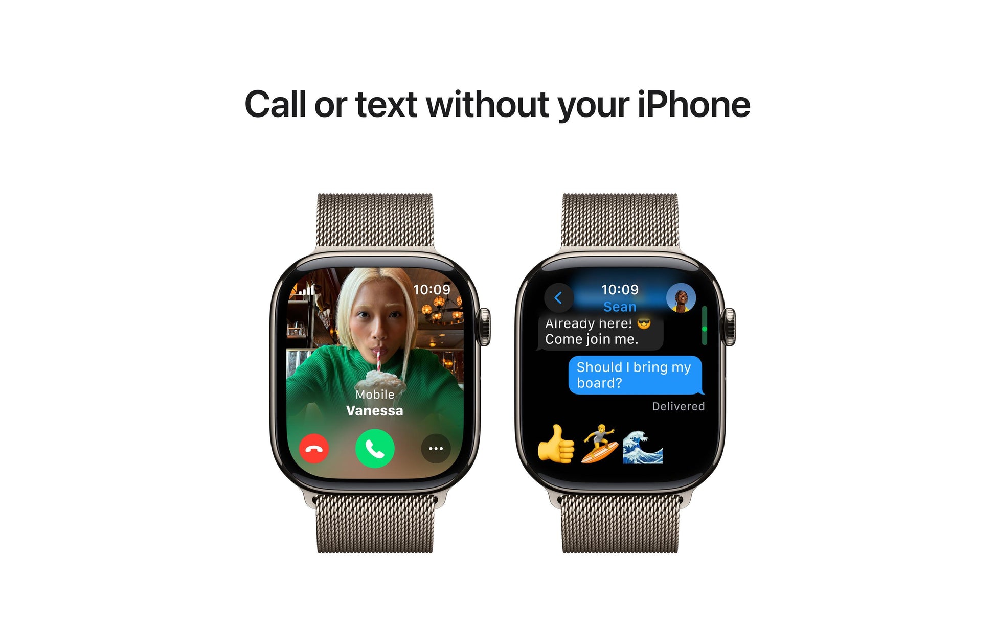 Apple Watch S10 – Smartwatch – 46 mm, LTE, OLED, IP6X, 50 m, Natürliches Titan, Mailänder Schlaufe (S/M)