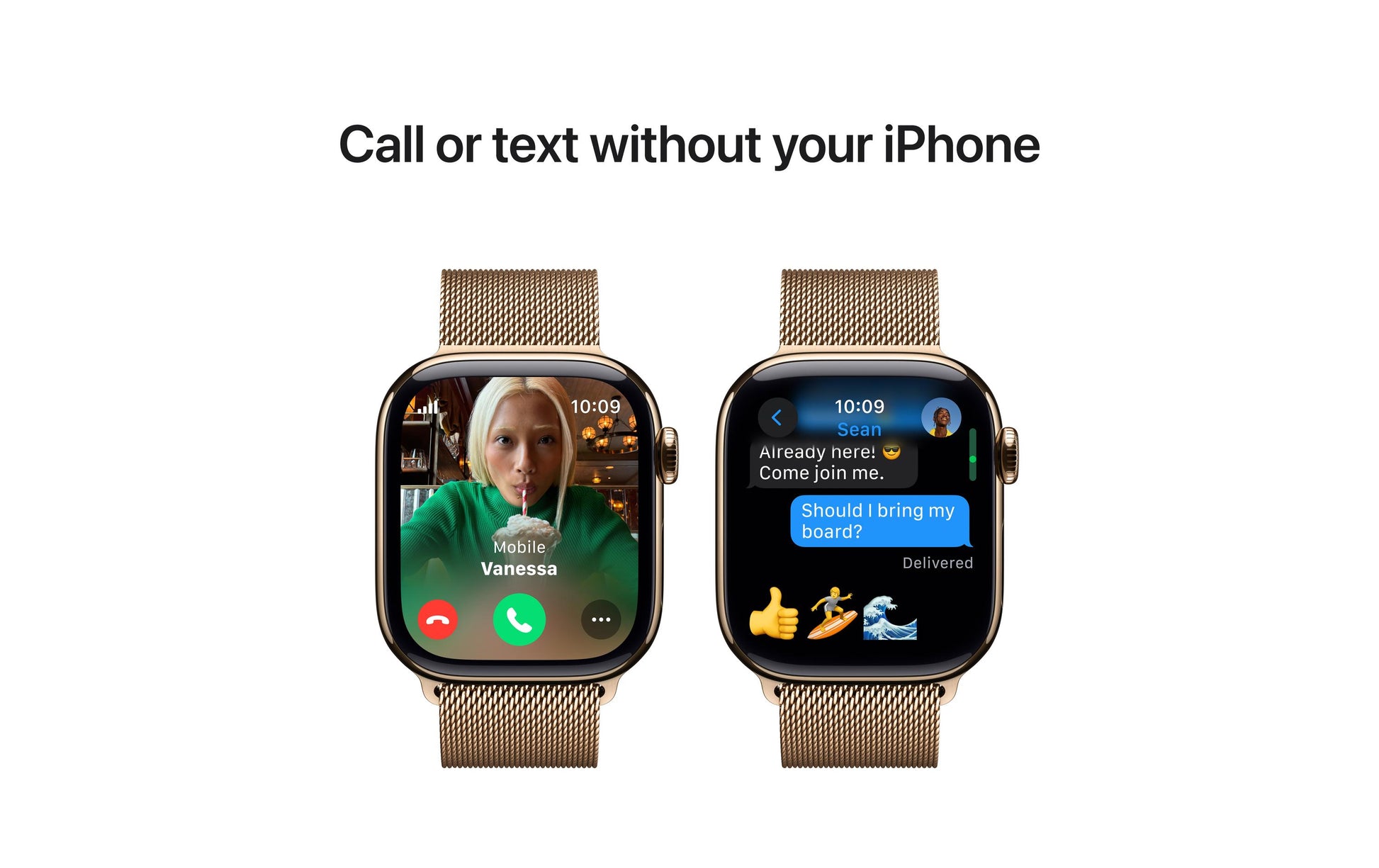 Apple Watch S10 – Smartwatch – 42 mm, LTE, OLED, 50 m, Gold, Titan, Milanese Loop