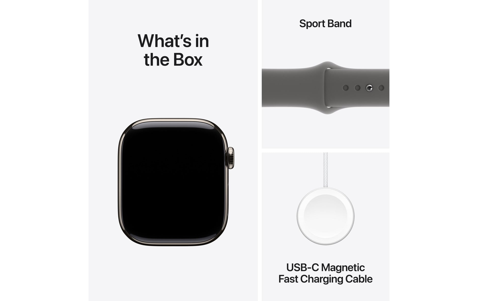 Apple Watch S10 – Smartwatch – 42 mm, LTE, OLED, 50 m, Natural Titanium, Stone Grey Sportarmband