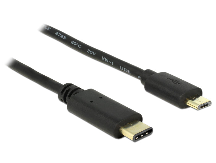 DeLOCK USB-C auf Micro-USB-B Kabel – USB 2.0 (480 Mbit/s) – 2 m – Schwarz – für Micro-USB-B Geräte