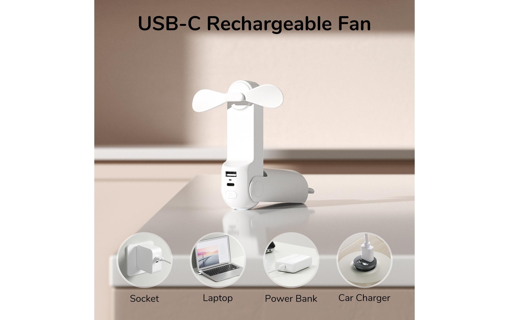 Jisulife Handventilator Life 8 Plus – 3 Stufen, 4500 mAh, USB-C, 46 h, Weiss