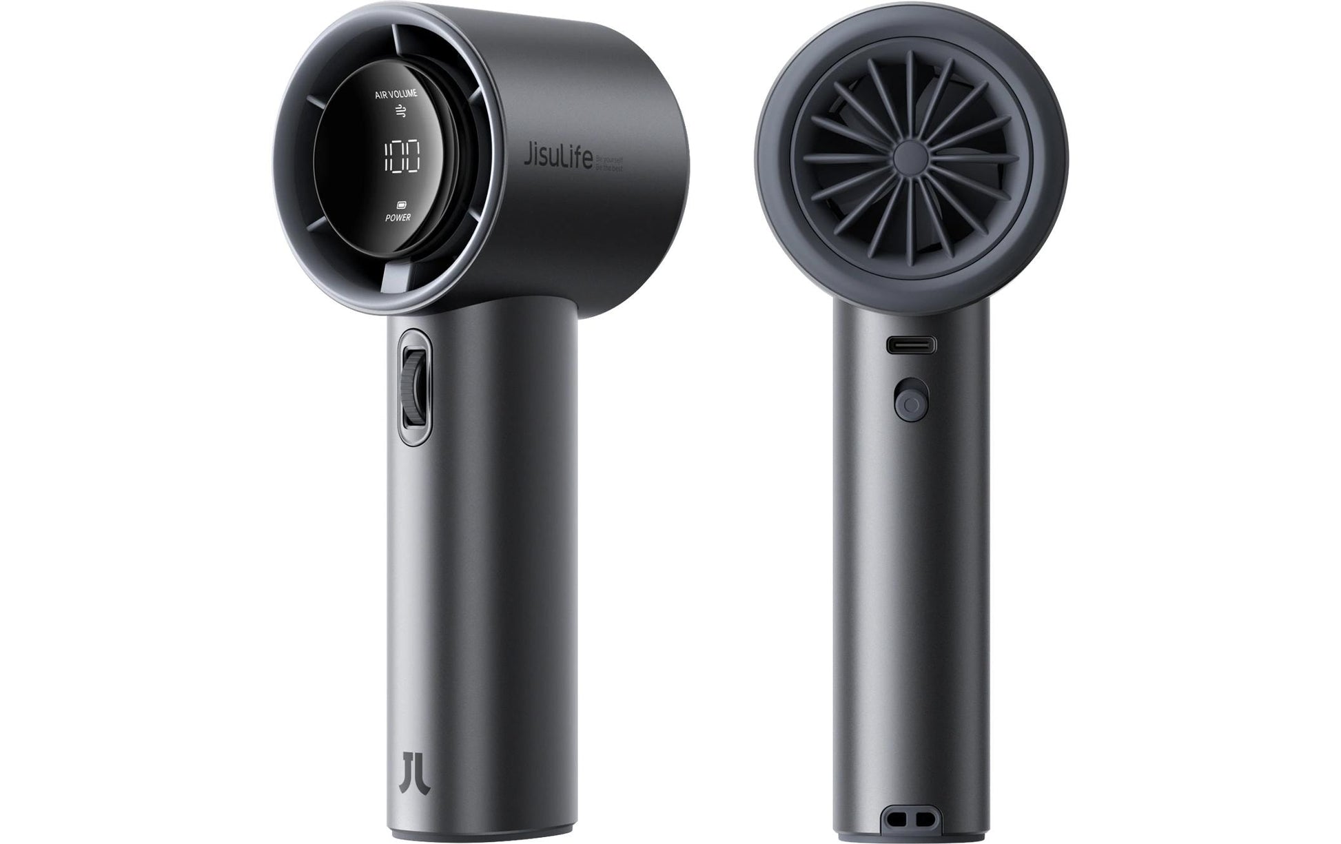 Jisulife Handventilator Pro1S – 100 Stufen, 5000 mAh, USB-C, 15 h, Dunkelgrau