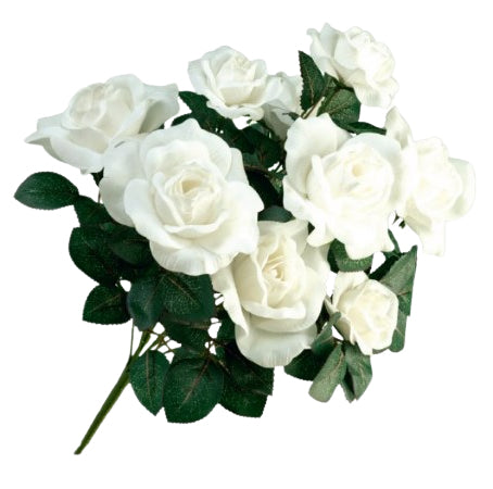 Dekomat AG Künstliche Blütenpflanze, Rose – Ø 24 × 43 cm – Kunstseide, Weiss