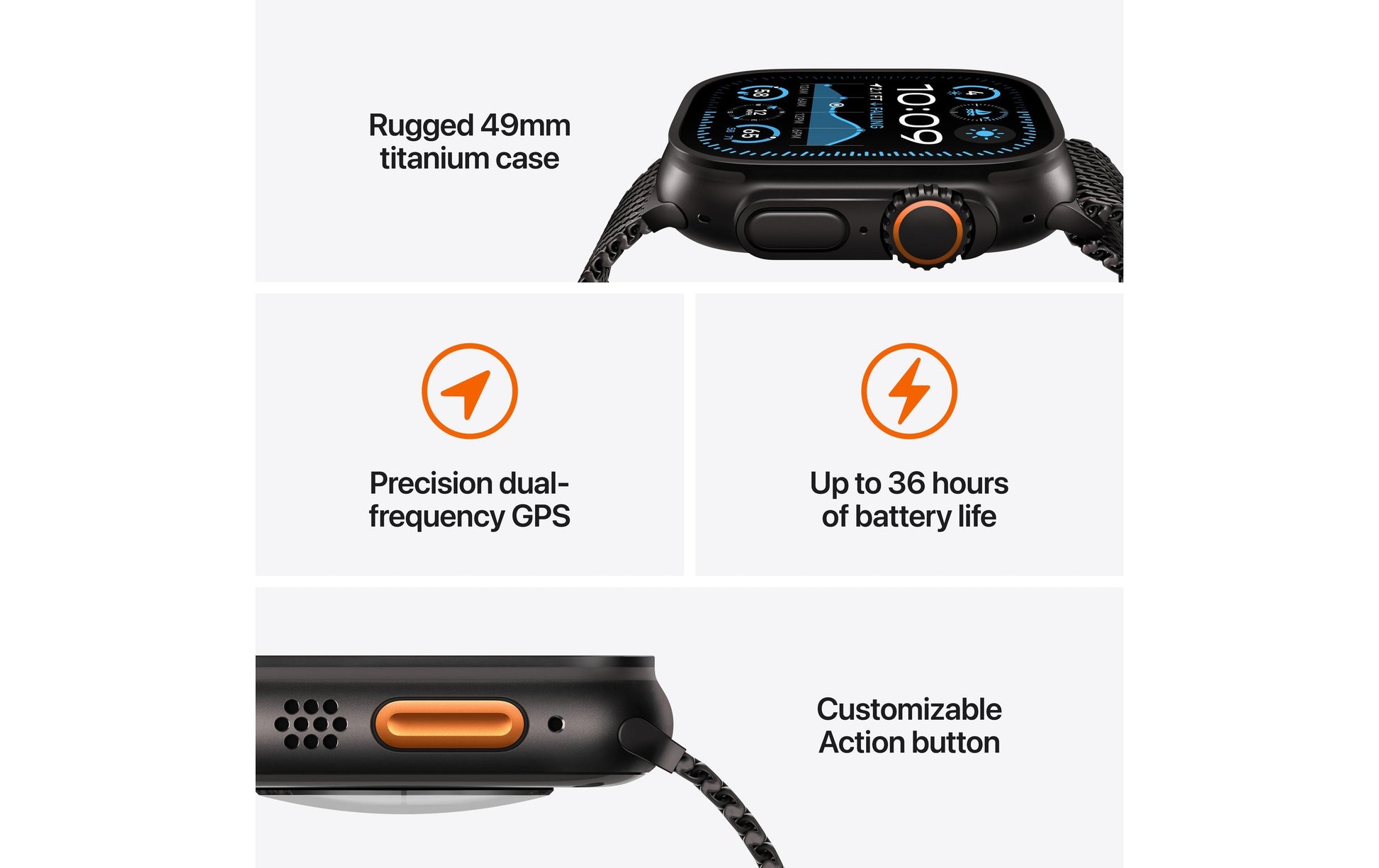 Apple Watch Ultra 2 (2024) – Smartwatch – 44 mm, LTE, OLED, Saphirglas, 100 m, Natürliches Titan