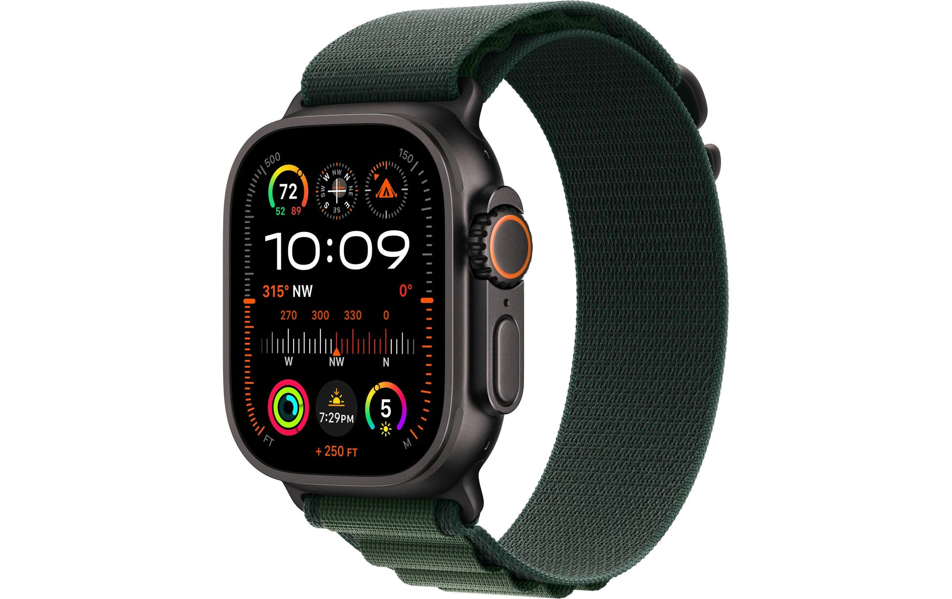 Apple Watch Ultra 2 – Smartwatch – 49 mm, GPS, WLAN, OLED, Saphirglas, 100 m, Dunkelgrün, Alpine Loop (S)