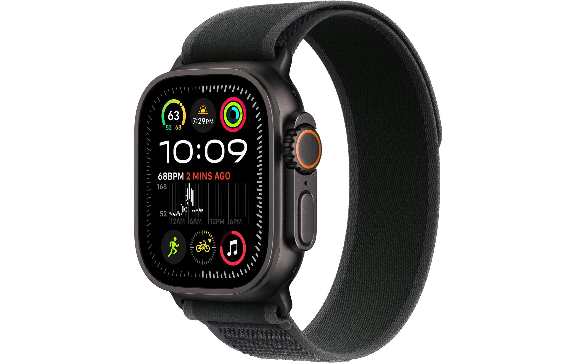 Apple Watch Ultra 2 (2024) – Smartwatch – 49 mm, GPS, OLED, Saphirglas, 100 m, Schwarz Titan, Trail Loop (M/L)