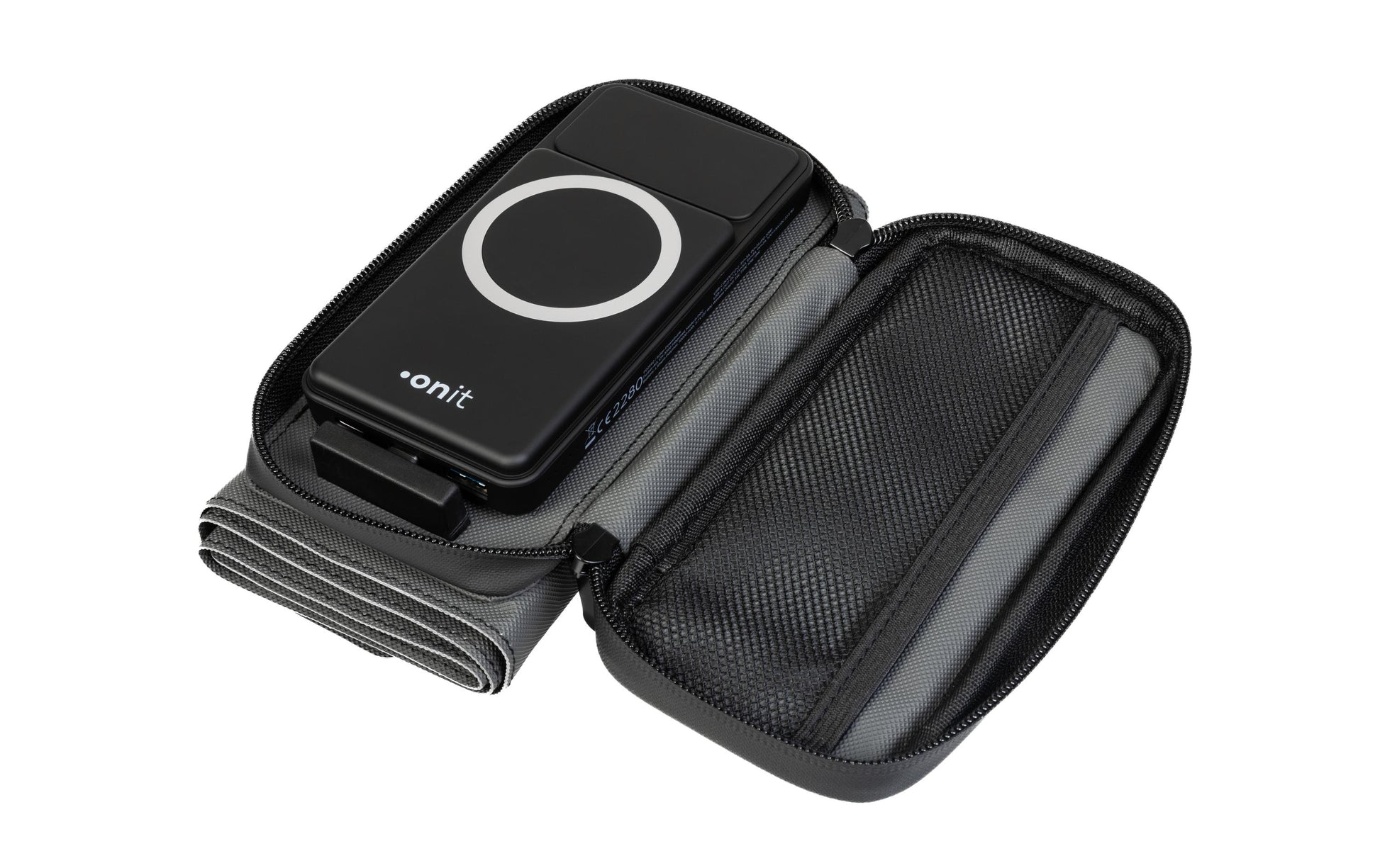 ONIT Powerbank 10000 mAh, PD 20 W, Kabelloses Laden, Solarpanel 10,8 W, Schwarz