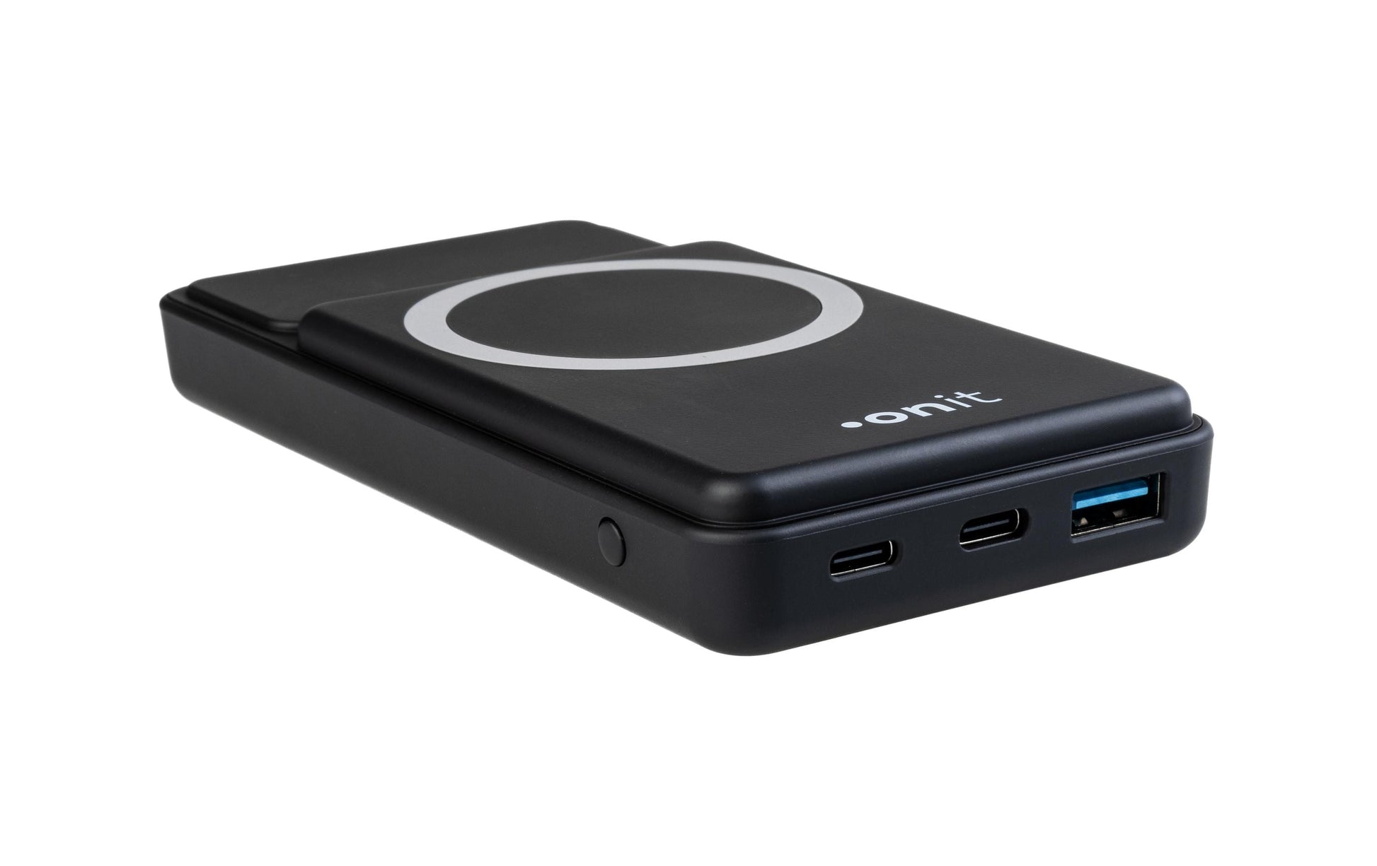 ONIT Powerbank 10000 mAh, PD 20 W, Kabelloses Laden, Solarpanel 10,8 W, Schwarz