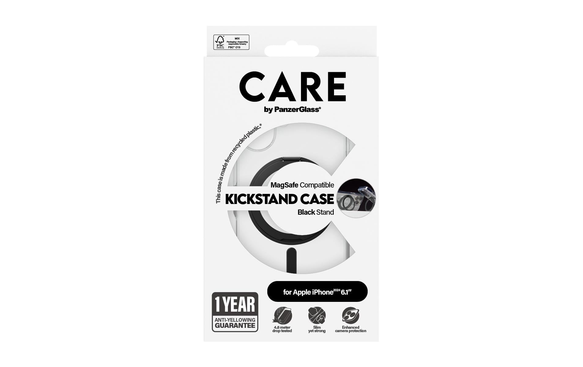 PanzerGlass CARE Feature – Backcover – für Apple iPhone 16 – Kunststoff, Transparent, bis 4,8 m Sturzschutz