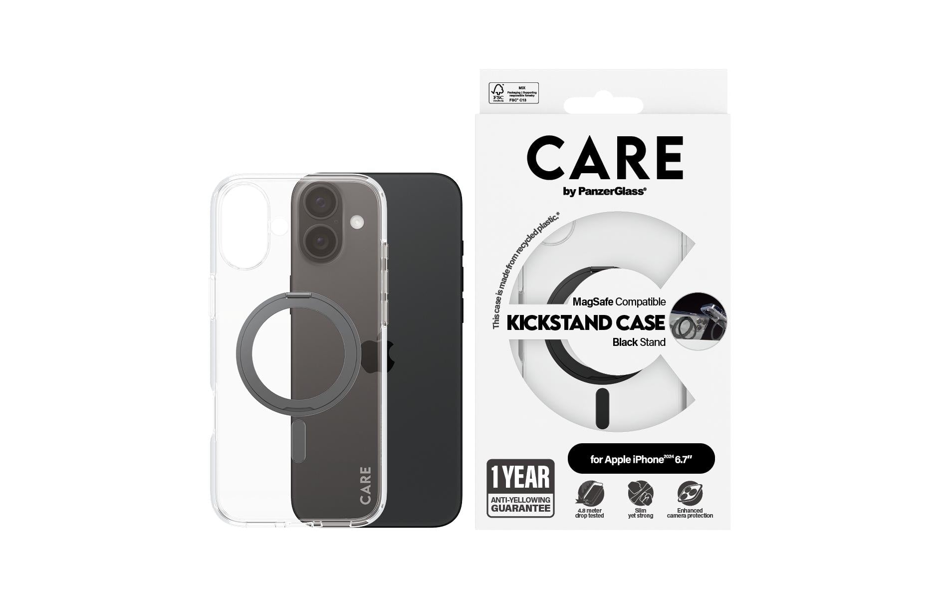 PanzerGlass Backcover CARE – für Apple iPhone 16 Plus – schwarz – MagSafe-kompatibel